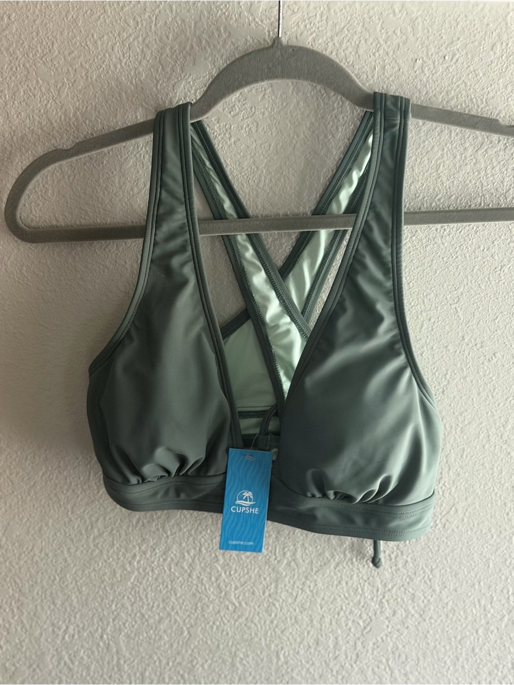 Cupshe Sage Green Crisscross Swim top